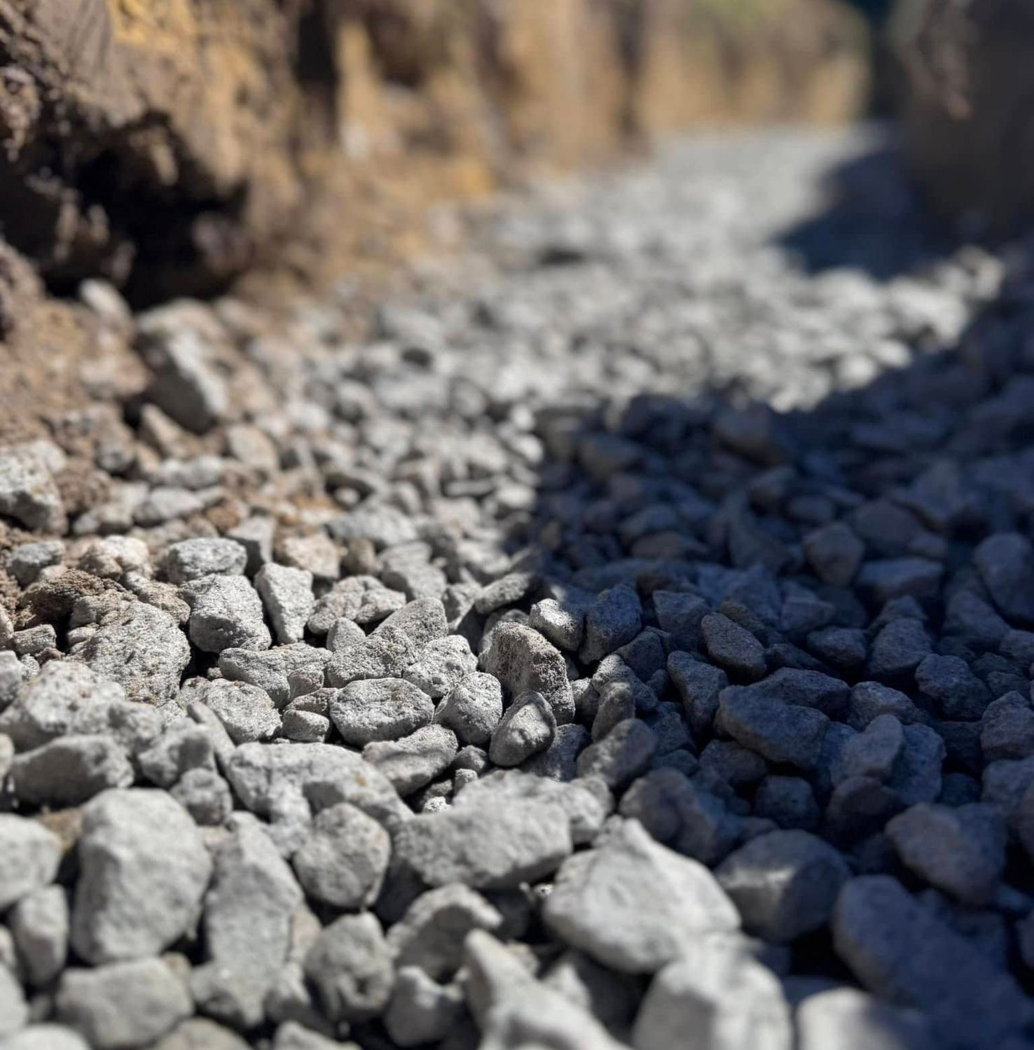 Close-up of decorative landscaping stones and gravel
